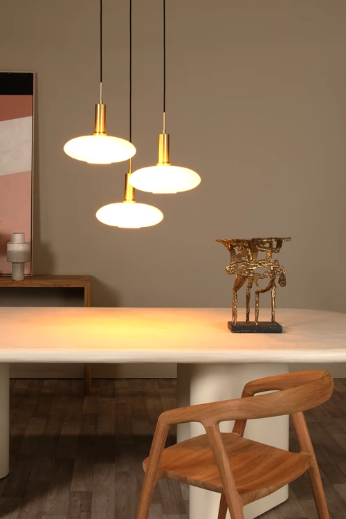 Lucide SINGALA - Pendant light - Ø 55 cm - 3xE27 - Matt Gold / Brass - atmosphere 1